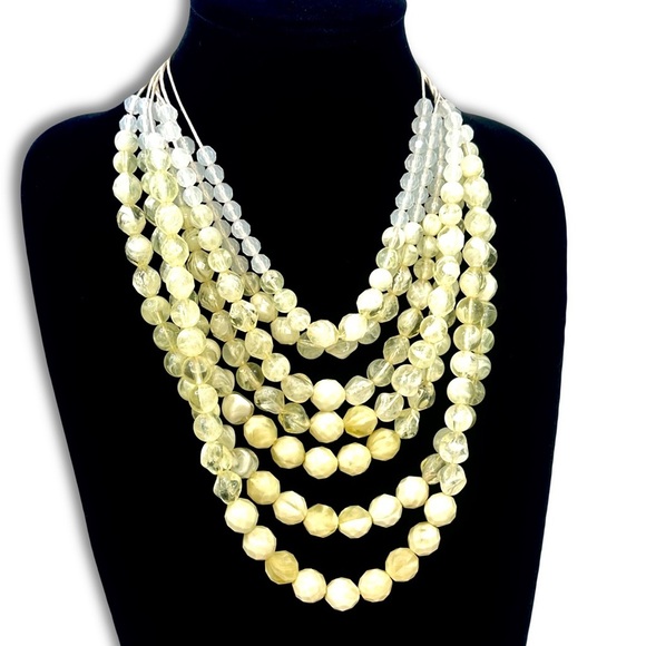 CHICO’s Layered Pale Yellow Gradient Faceted Beaded Statement Necklace N… - Picture 5 of 5